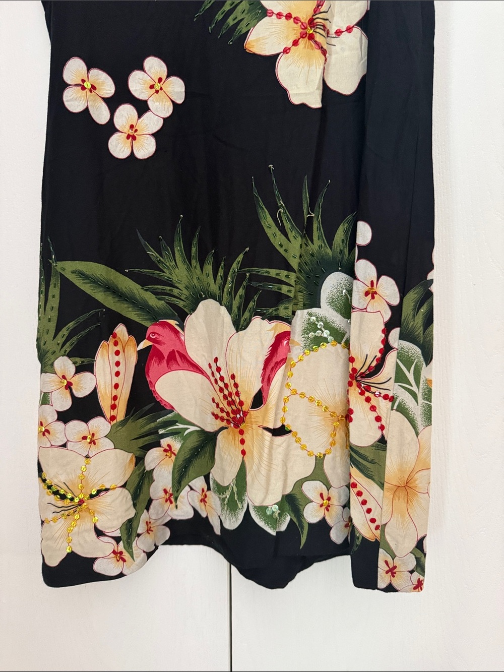 Peppermint Black Floral-Accent Sleeveless Tunic Dress - Picture 4 of 6
